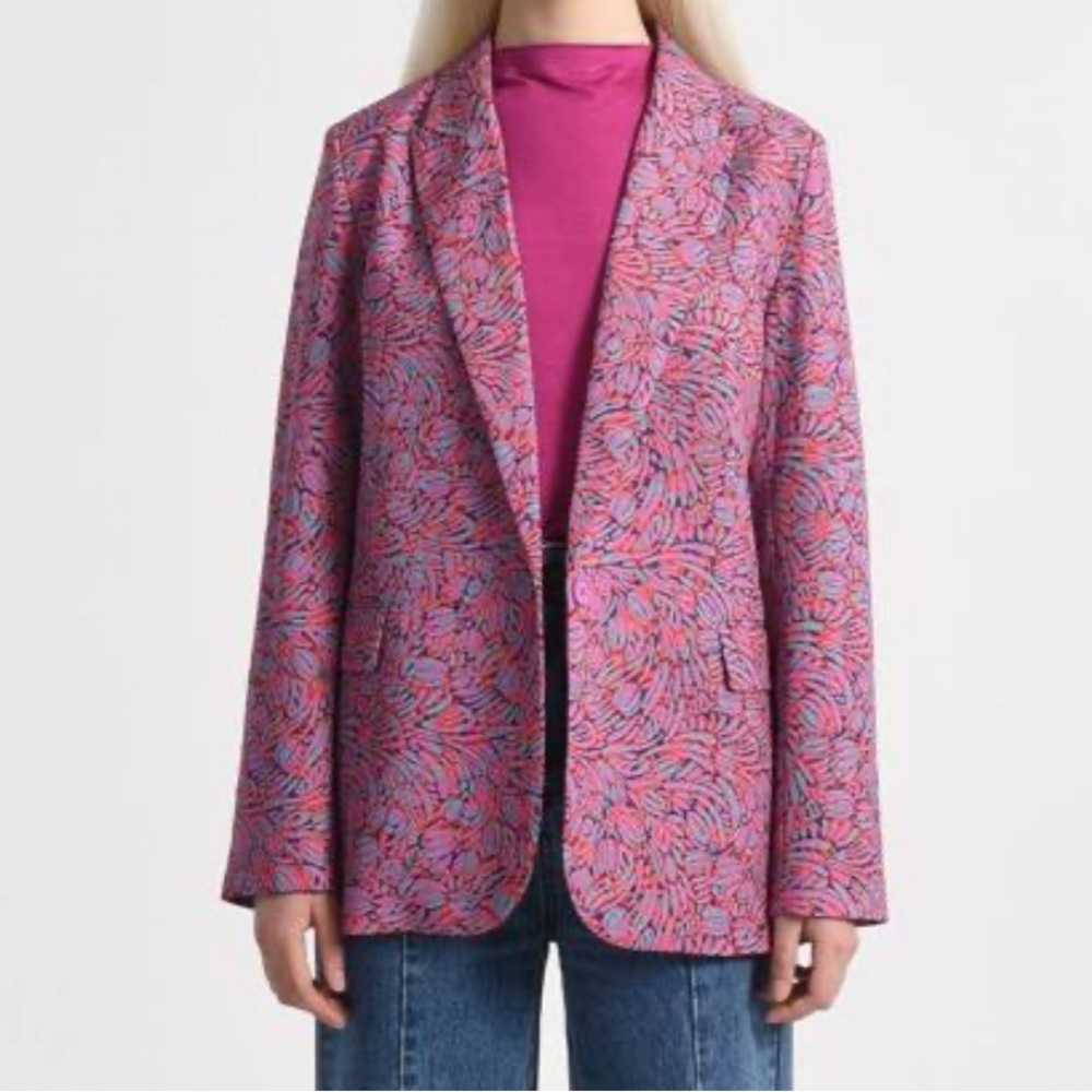 Lili Sidonio Women's Pink and Purple Patterned Blazer